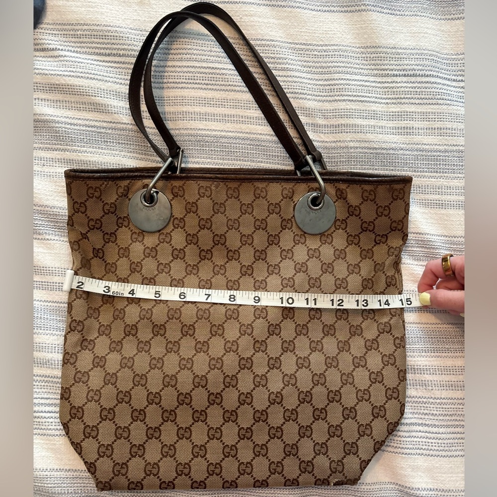 Gucci Tan and Brown GG Monogram Tote - Picture 7 of 9